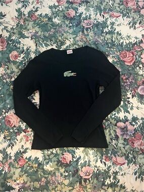Black Crew Neck Top with Rhinestone Detail - ONE OF A KIND